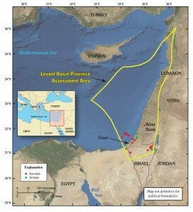 2010: MArkierung des Levante-Gasfeldes, östliches Mittelmeer; Quelle UGS